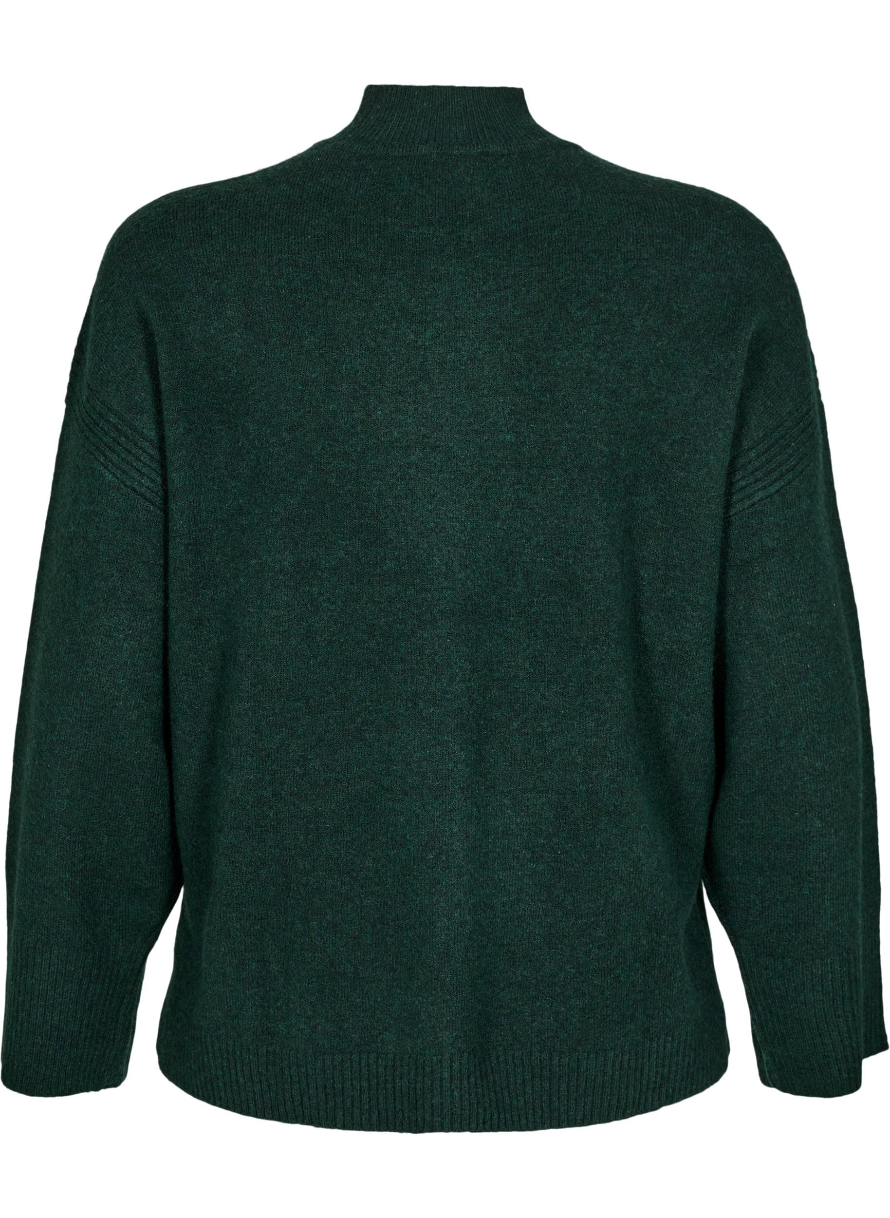 Zizzi Strickpullover hoher Kragen Wolle Ripp 42-60