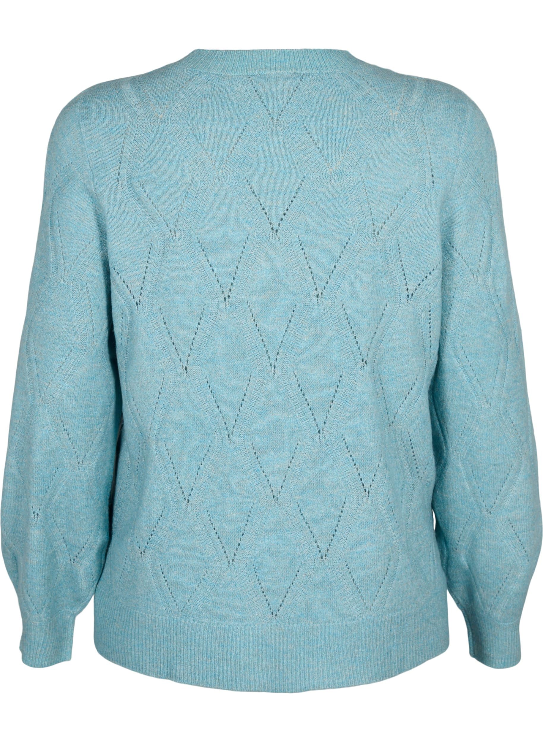 Zizzi Strickpullover Spitzenmuster Rundhals Große Größen