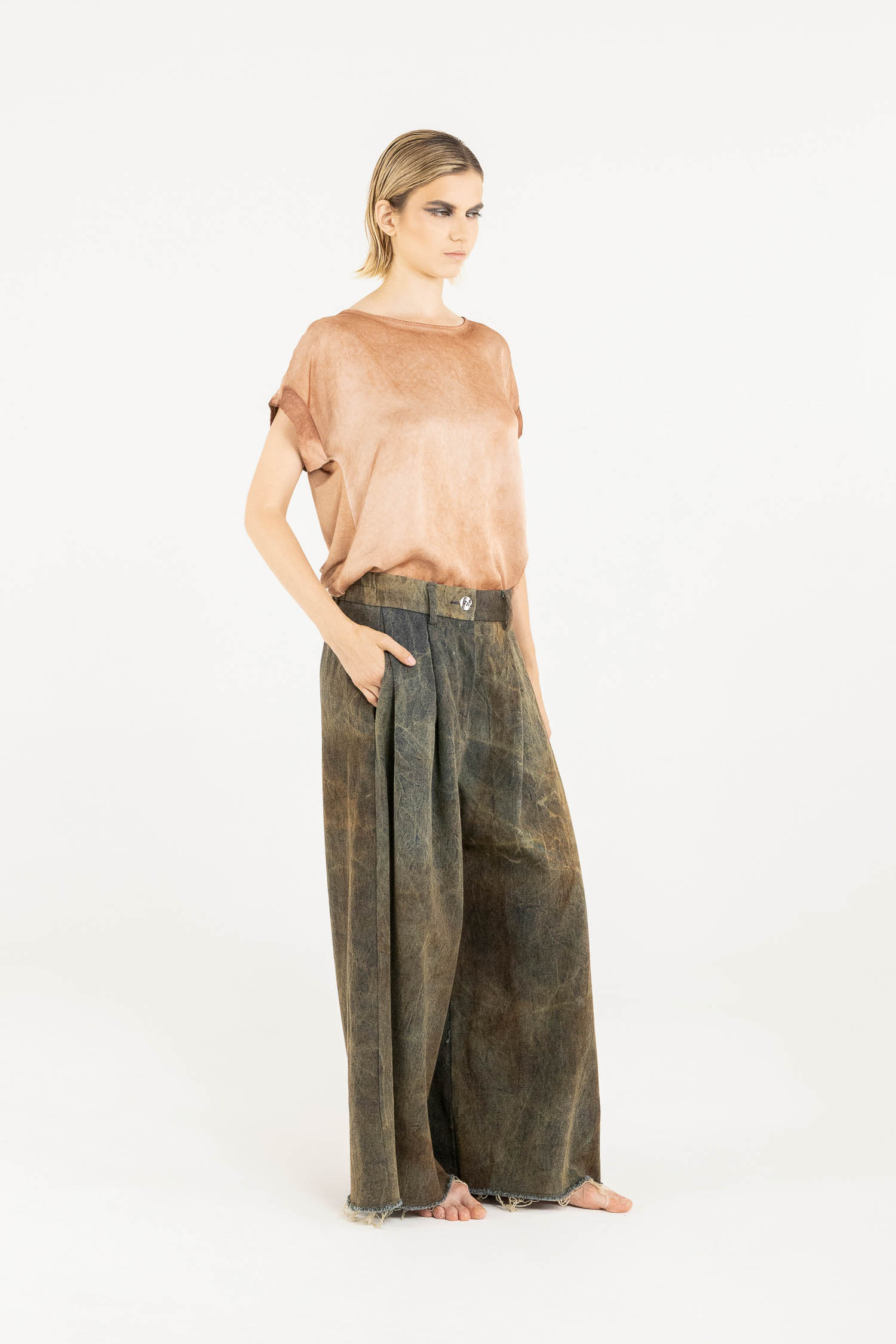 Sanctamuerte Pantaloni Palazzo Hose Denim Rost