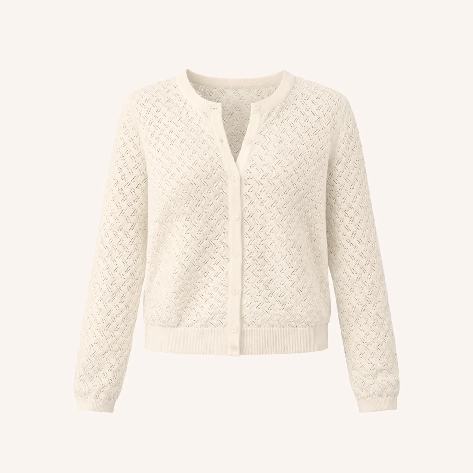NORDLICHT Strickjacken Rieke Cardigan weiß Pointelle