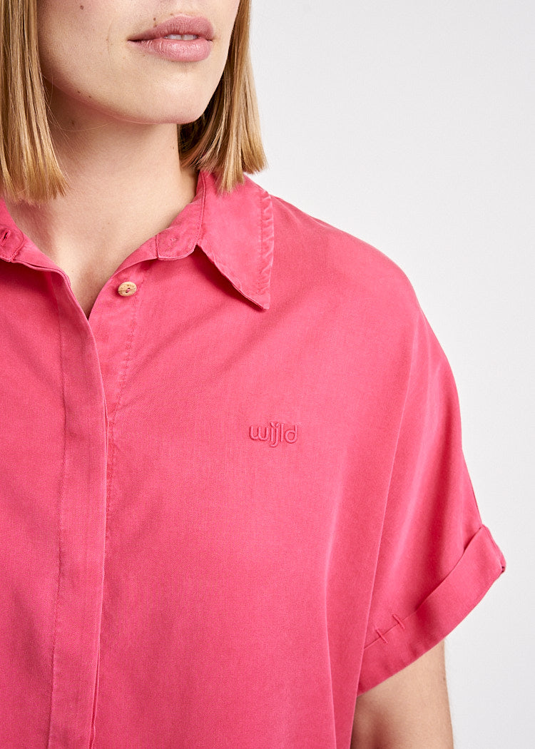 Wijld T-Shirts Tops Twill Bluse Lyocell Viva Magenta