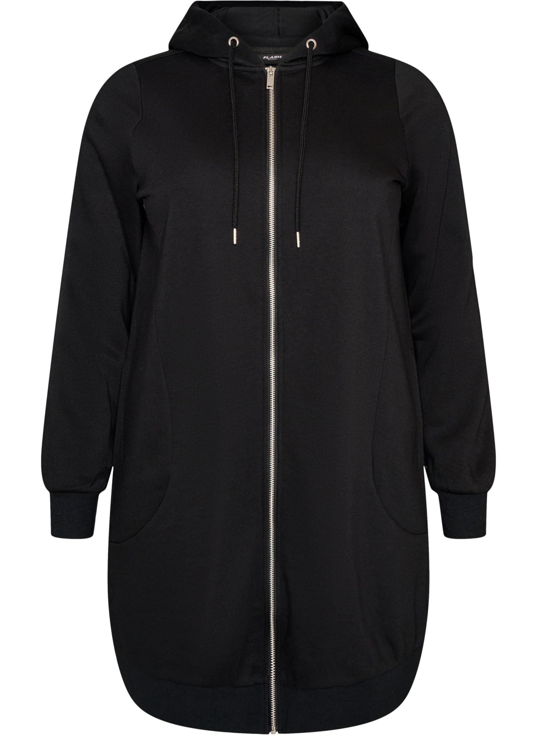 Zizzi Jackets Langer Hoodie mit Reißverschluss Größe 46-48