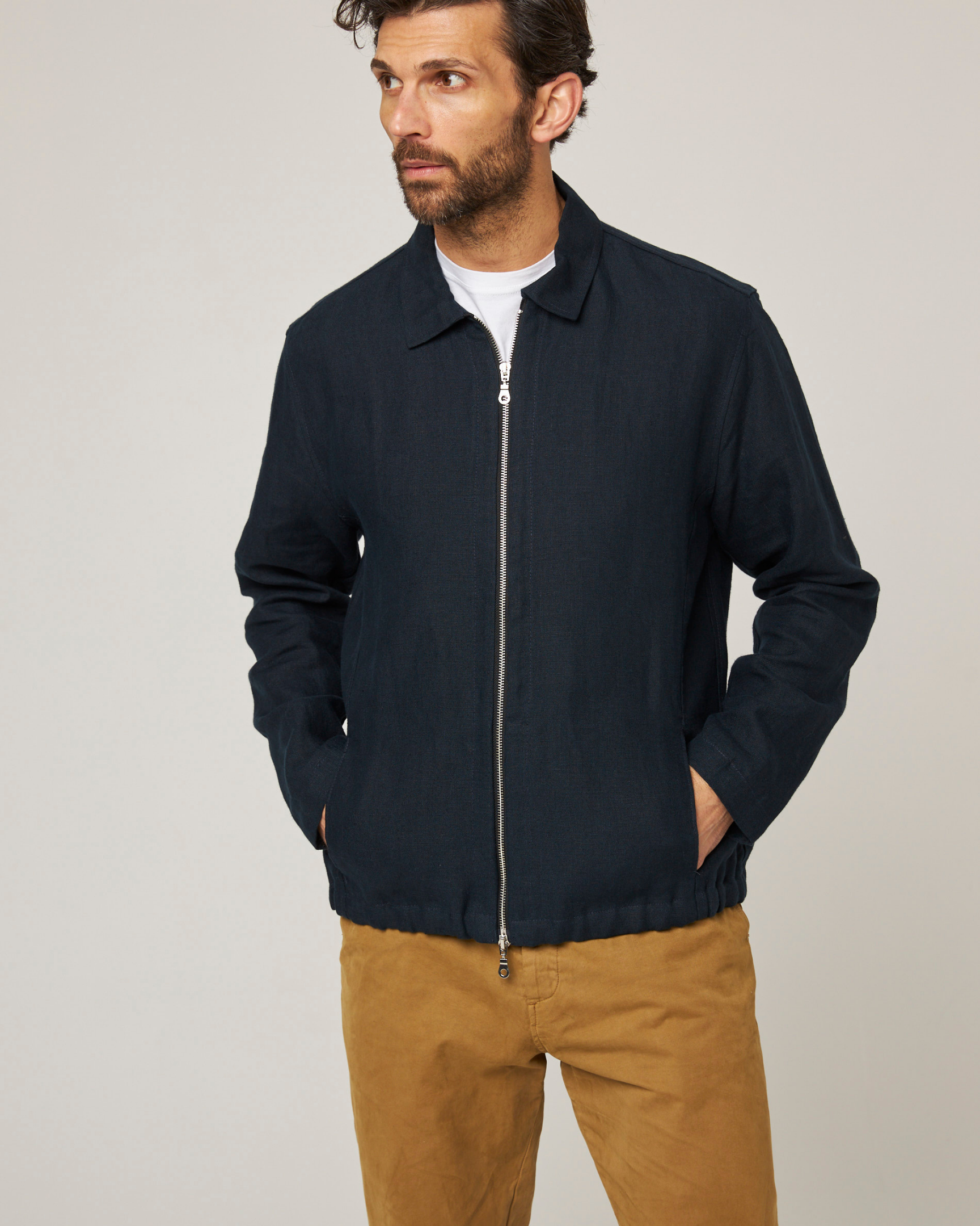 Peregrine Heybrook Linen Bomberjacke Navy Leinen Gr. S
