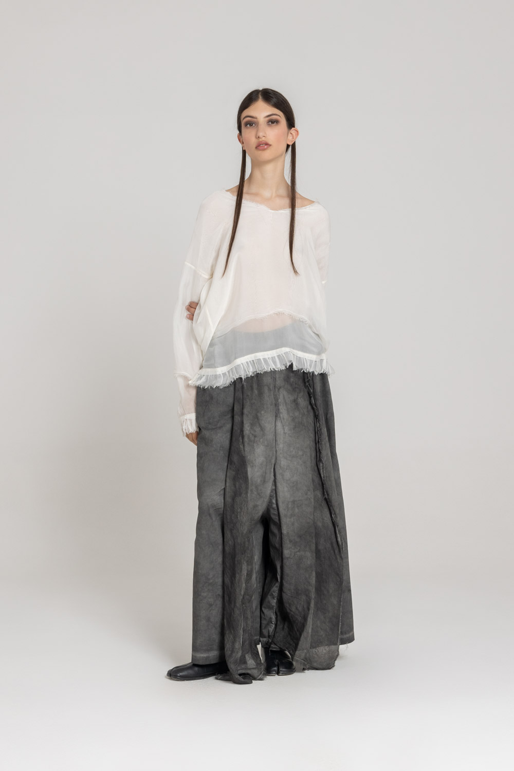 Sanctamuerte T-Shirt Asymmetrisch Langarm Viskose