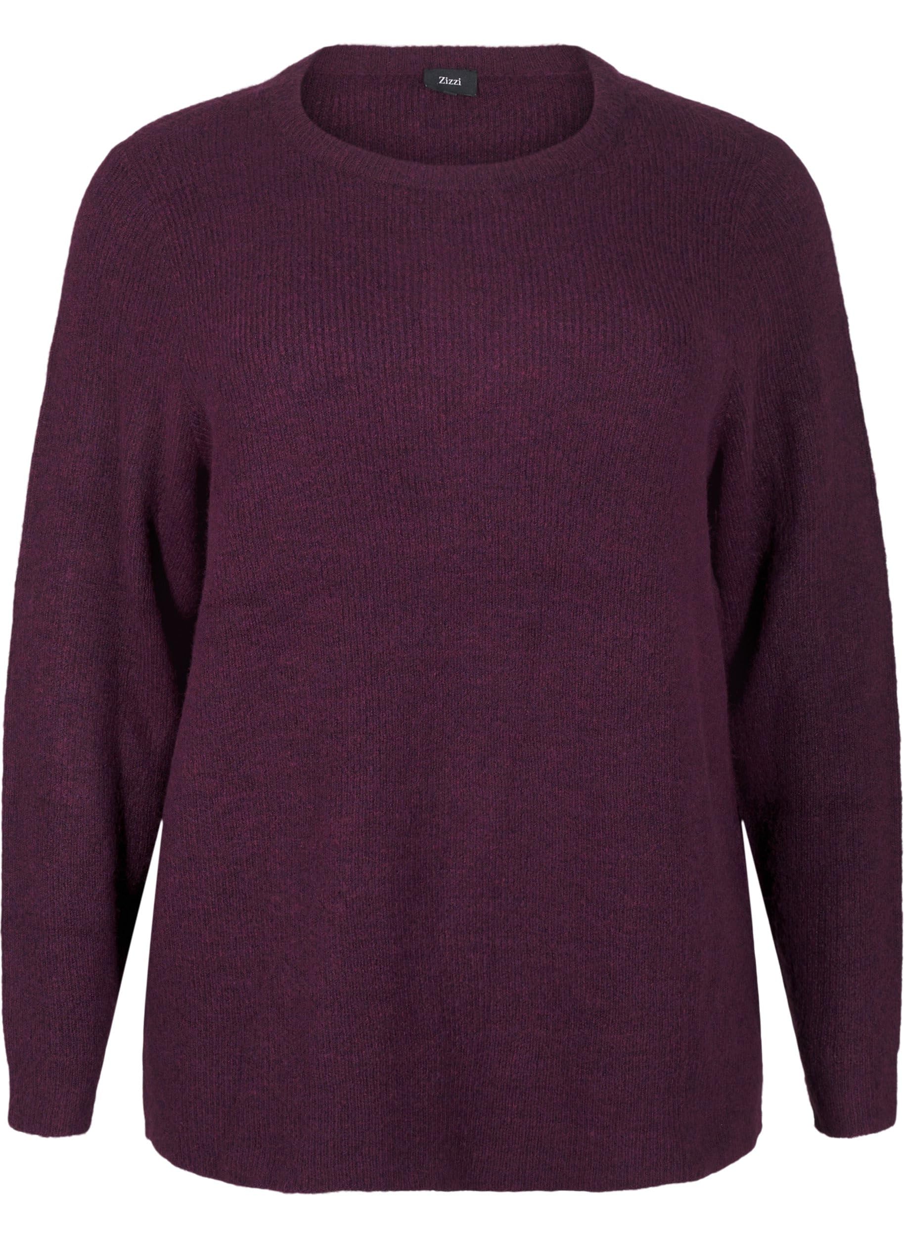 Zizzi Strickpullover Rippenstrick Rundhals Schwarz 50-52