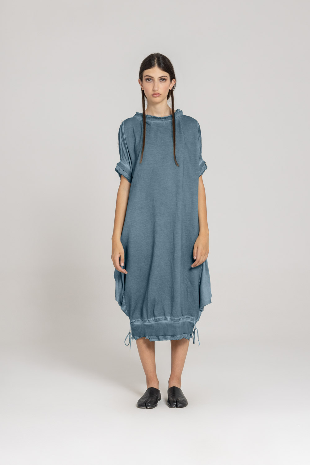 Sanctamuerte Abiti Abito Felpa Kleid Baumwolle Lang Kurzarm