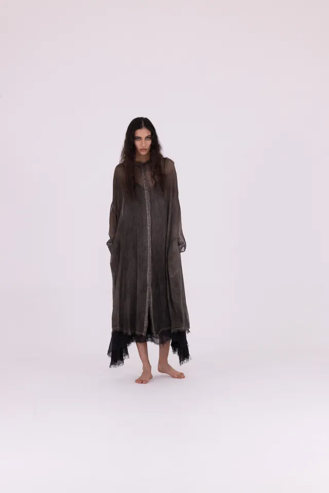 Sanctamuerte Abiti Chemisier Kleid Viskose Hemdkleid