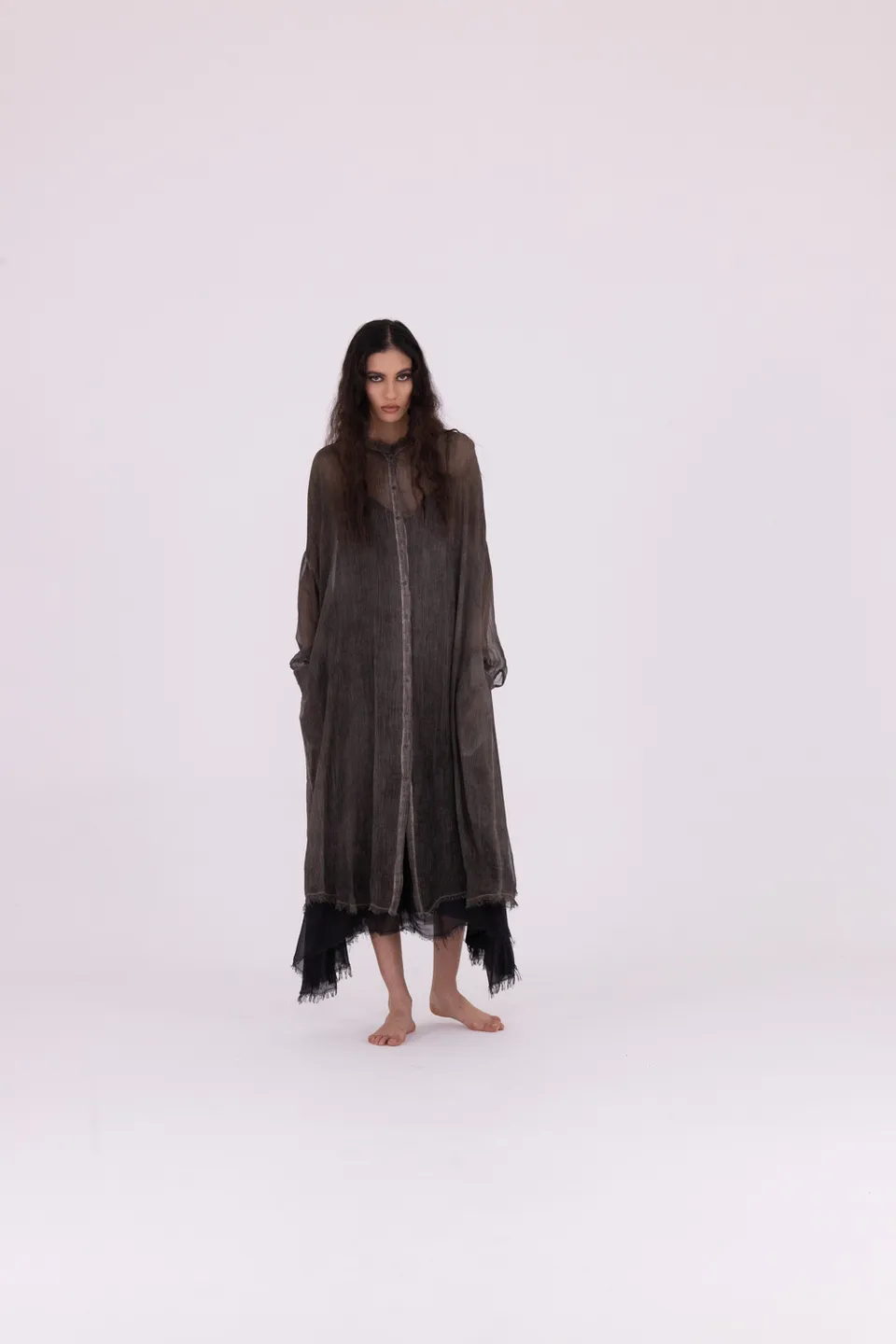 Sanctamuerte Abiti Chemisier Kleid Viskose Hemdkleid