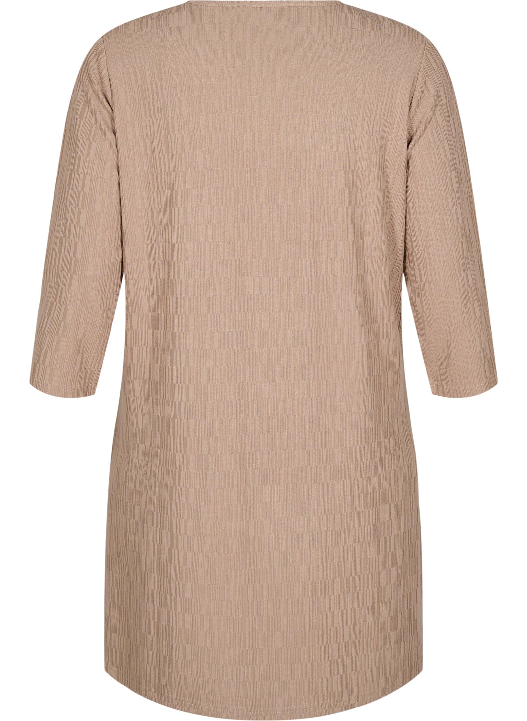 Zizzi Kleid Struktur 3/4-Ärmel Rundhals kurz