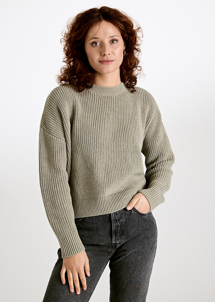 Wijld Strickpullover Josephine Damen Pullover Sage Bio-Baumwolle