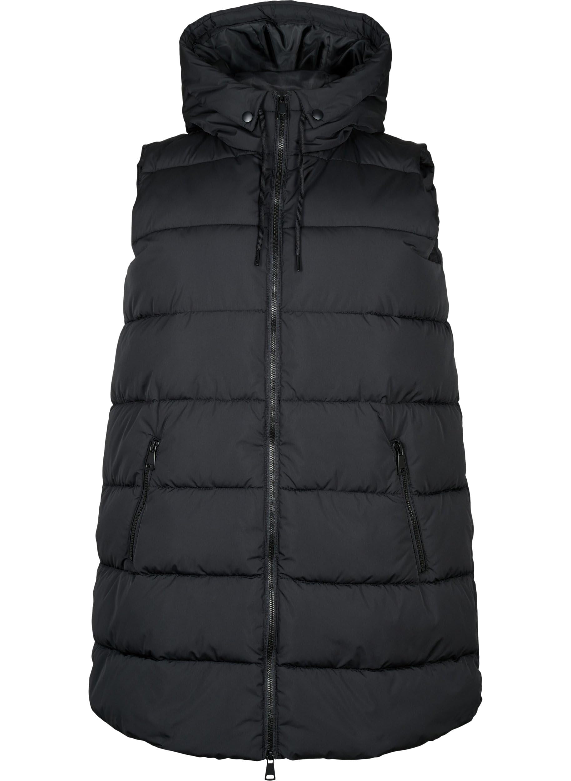 Zizzi Jackets Lange Weste Schwarz 42-44 mit Kapuze