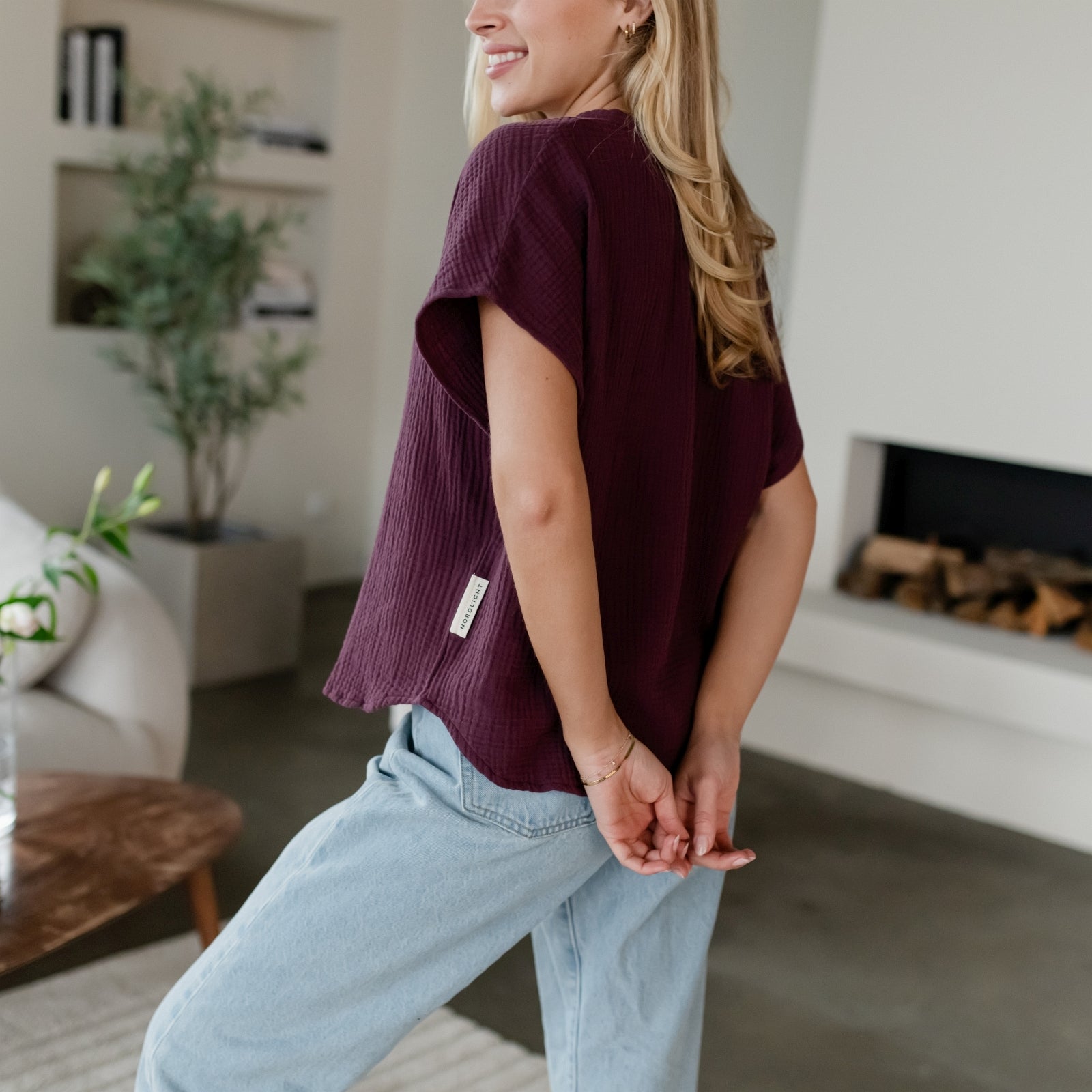 NORDLICHT Blusen Musselin Bluse Telse Rot Bio-Baumwolle