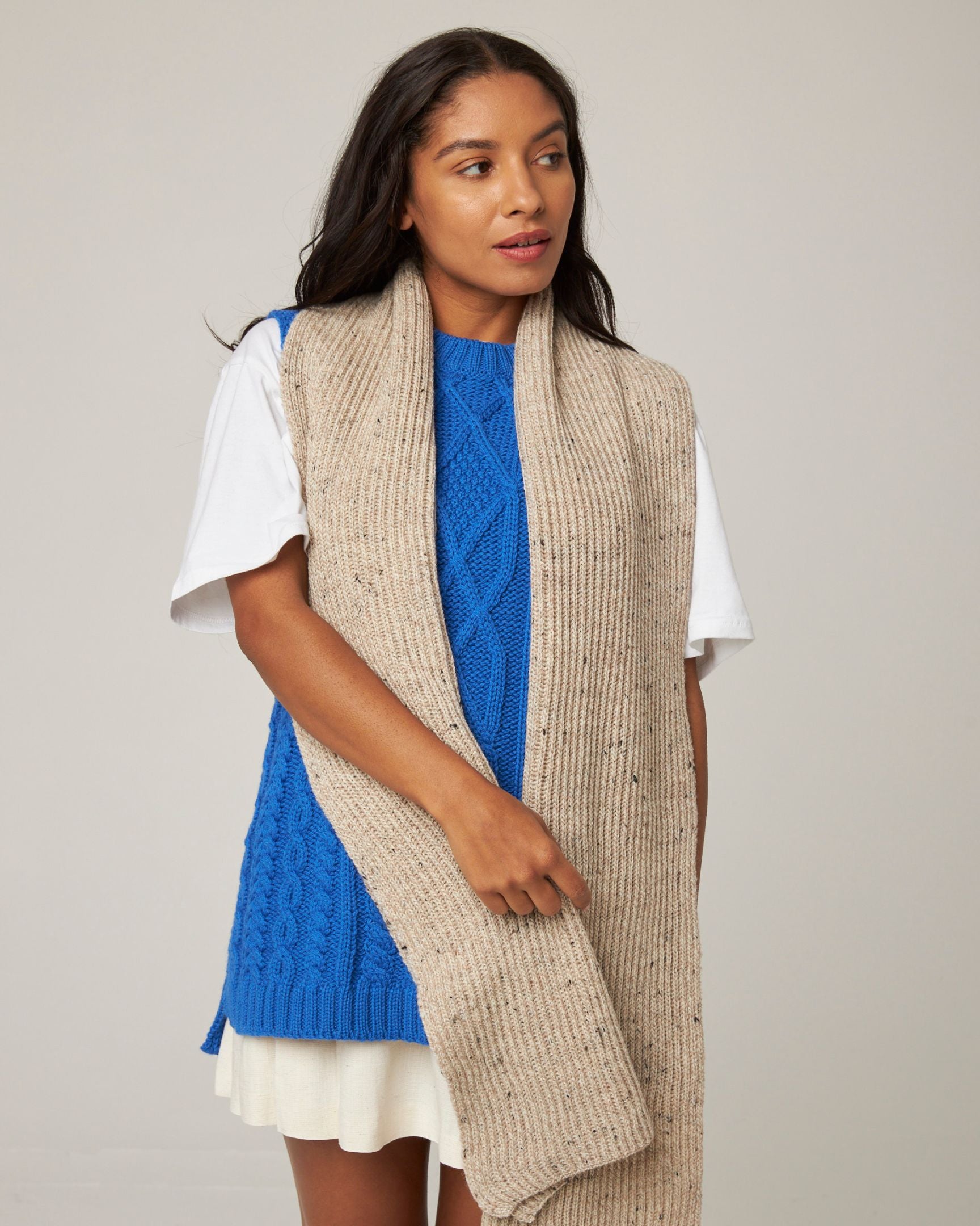 Peregrine Porter Ribbed Scarf Strickschal Oak Merino