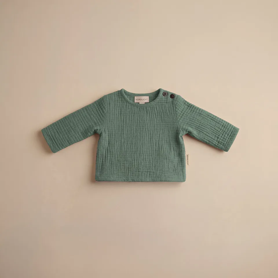 NORDLICHT Longsleeves Norin Musselin Langarmshirt Grün Bio