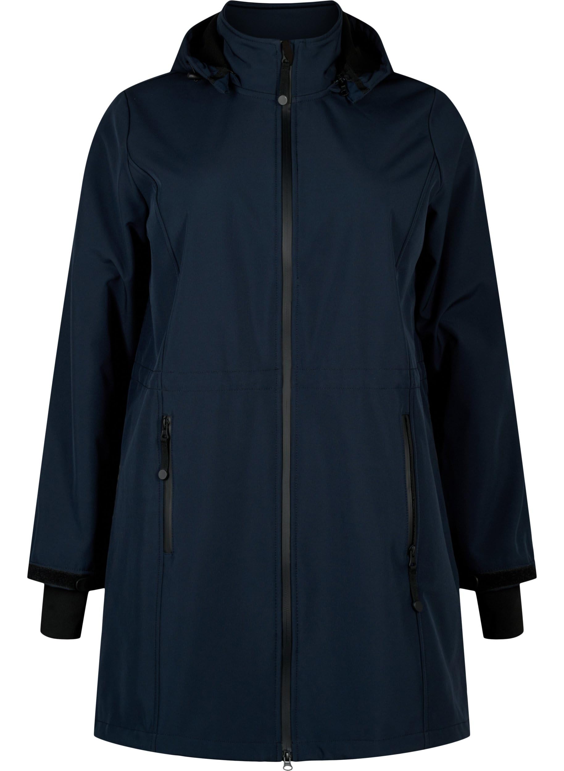 Zizzi Softshelljacke Lang Kapuze Fleece Winddicht 10.000 mm