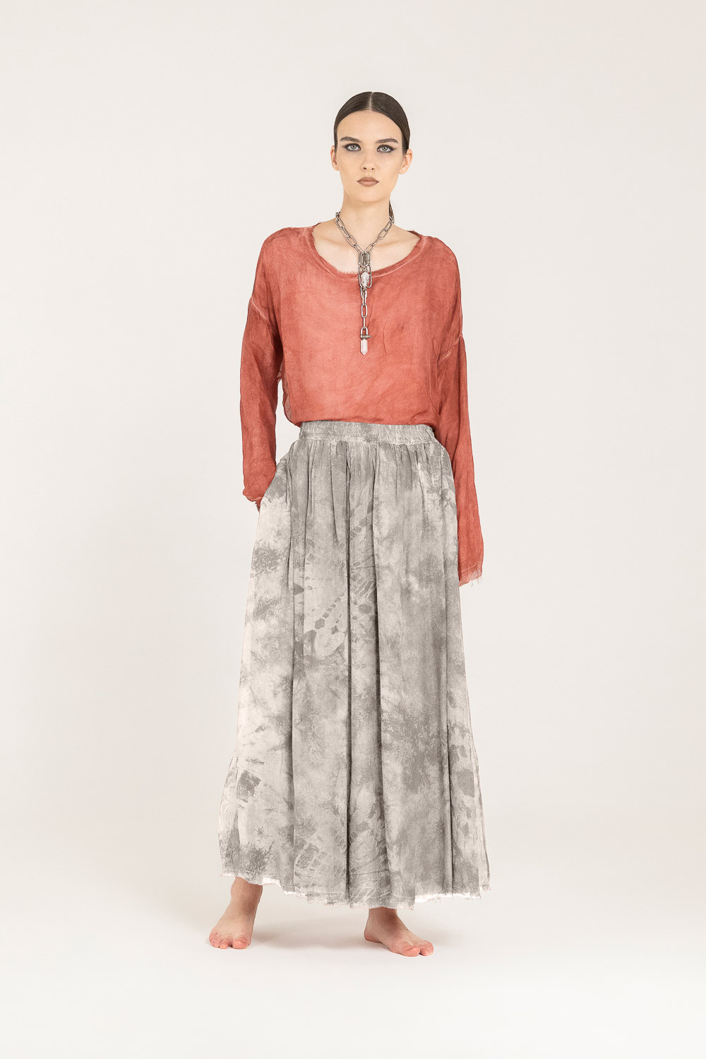 Sanctamuerte Gonne Rock Tie-Dye Viskose-Seide