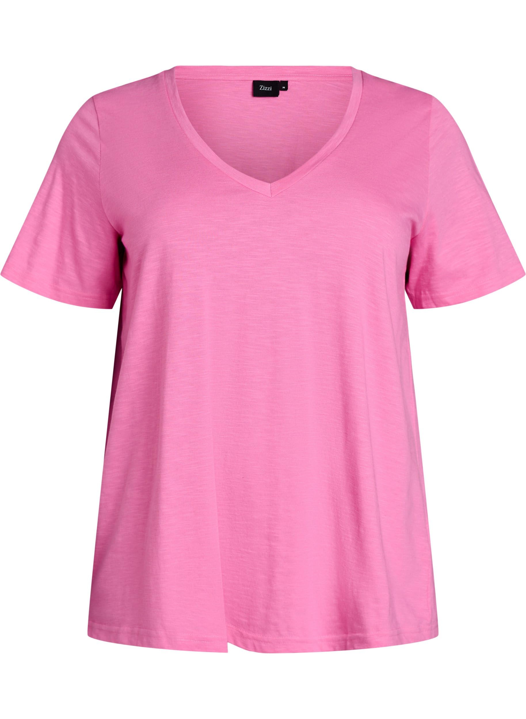 Zizzi Basic T-Shirt Baumwolle V-Ausschnitt Damen