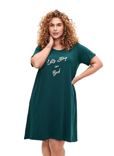 Zizzi Nachthemd Damen 2-Pack Bio-Baumwolle Kurzarm