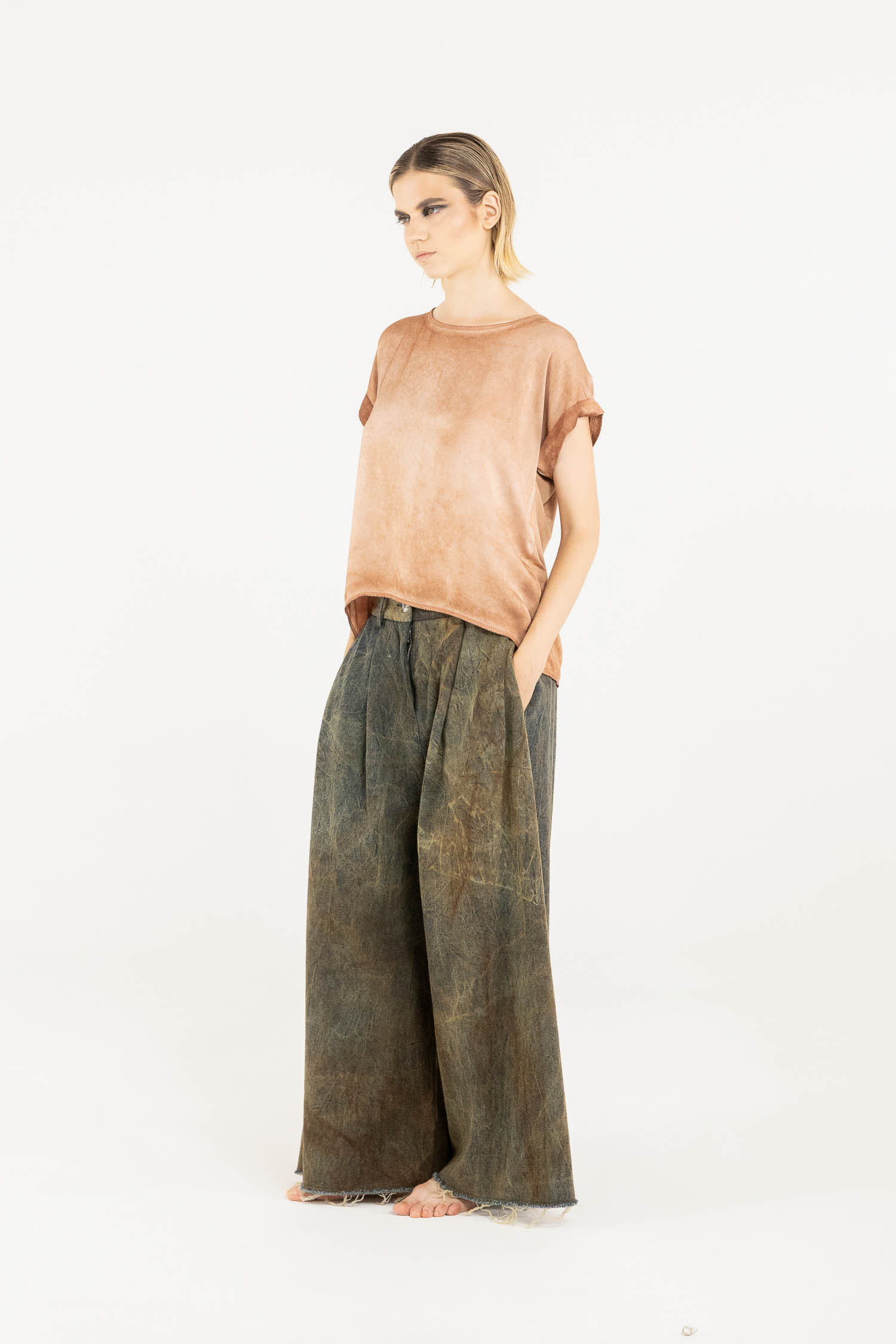 Sanctamuerte Pantaloni Palazzo Hose Denim Rost