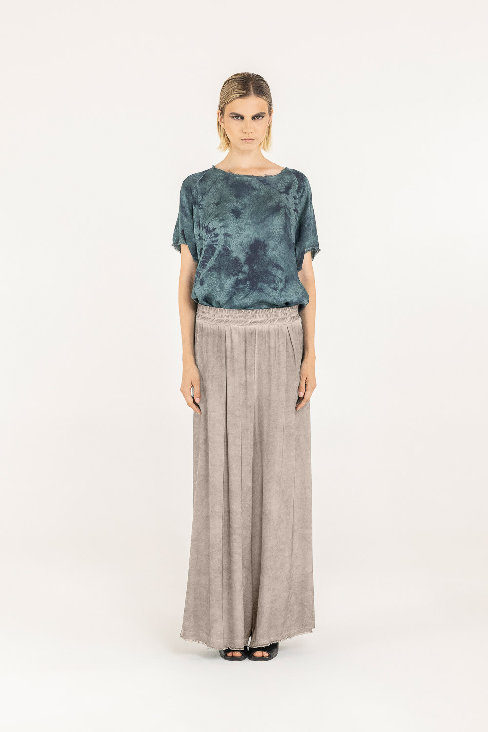 Sanctamuerte Pantaloni Pantalone Palazzo Hose Viskose weit