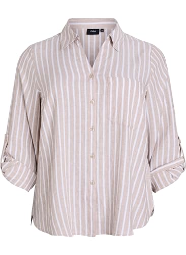 Zizzi Blouses Hemd 3/4-Ärmel Leinen-Viskose Gr. 42-60