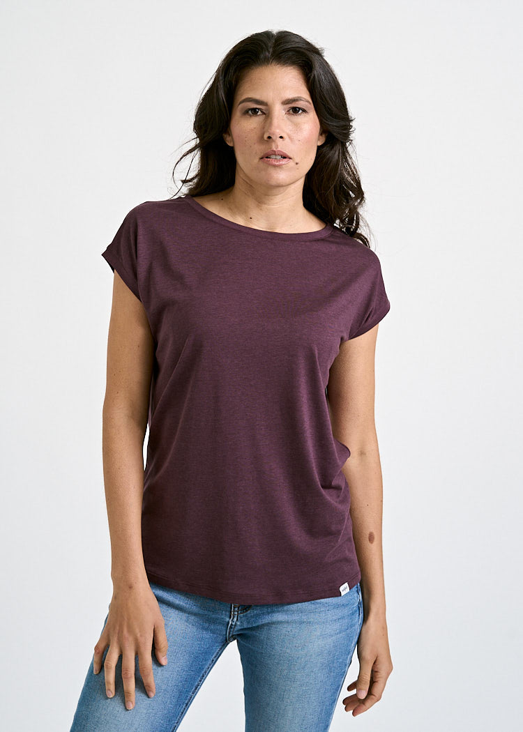 Wijld Woodshirt Elena Damen T-Shirt Purple lockerer Schnitt