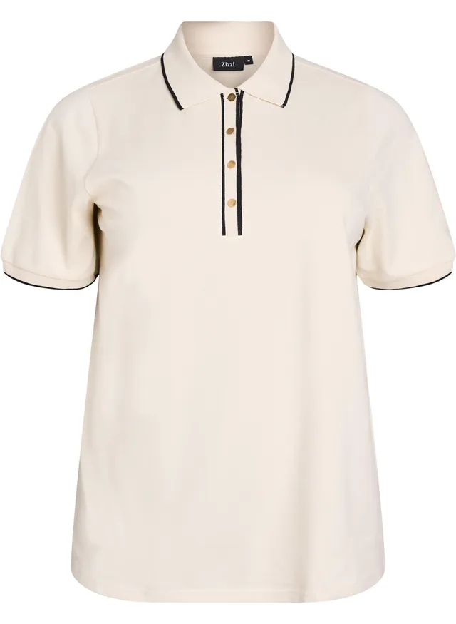 Zizzi Poloshirt Kurzarm Baumwolle Große Größen 42-60