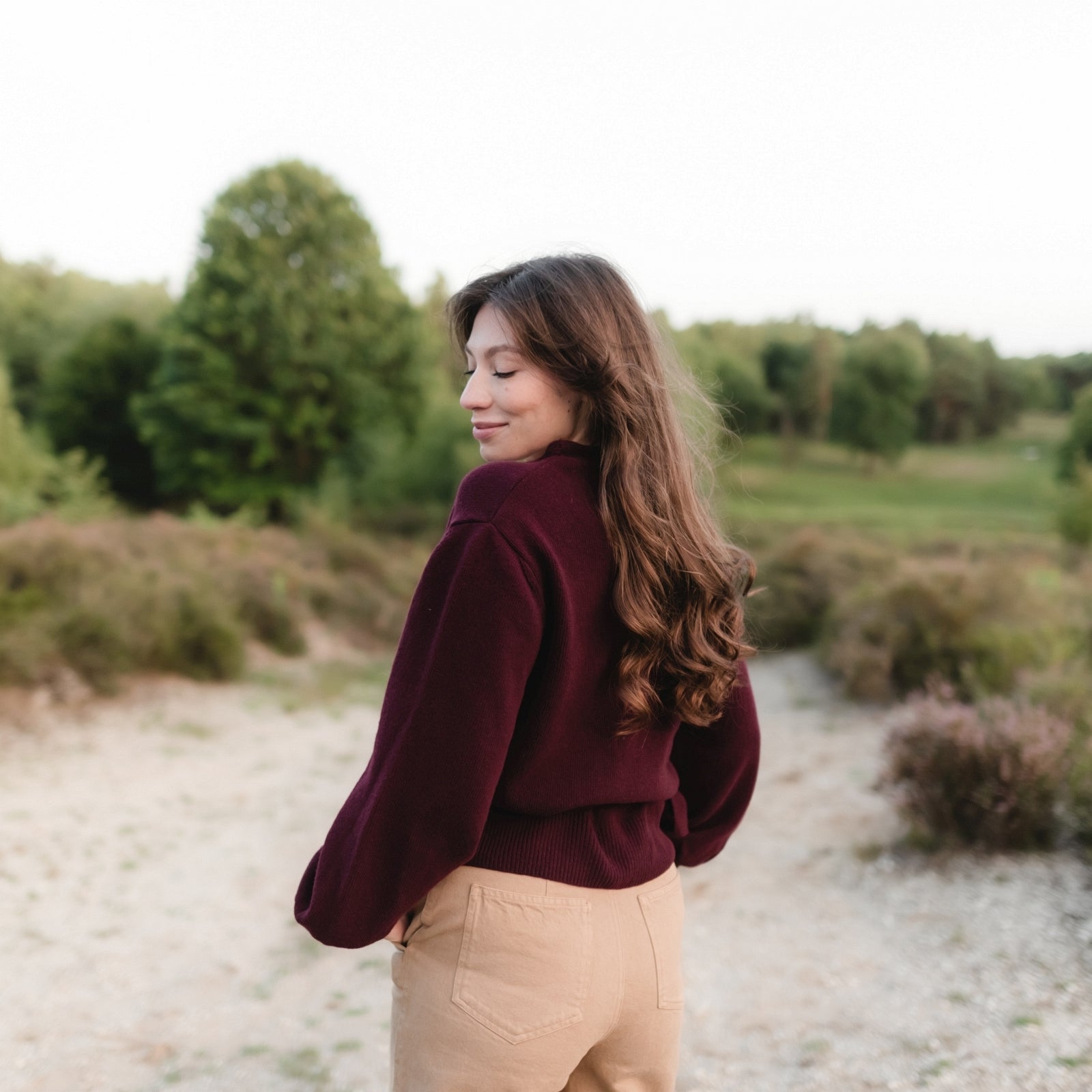 Nordlicht Mona Wickelcardigan Cherry recycelte Wolle