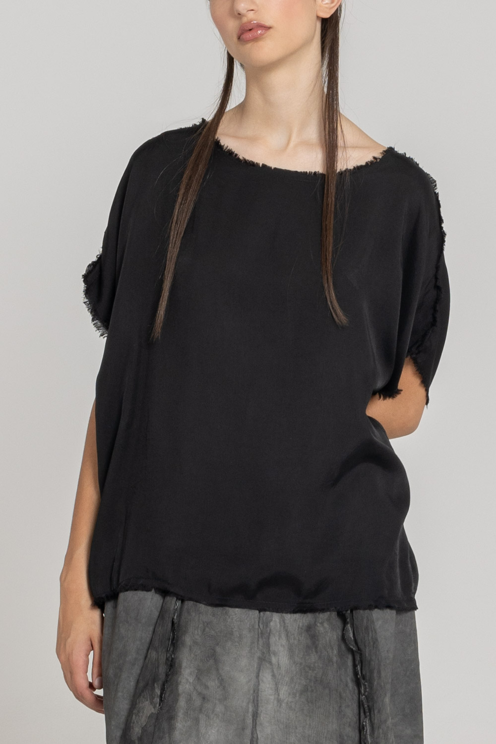 Sanctamuerte T-Shirt Over Girocollo Shirt Viskosesatin Kurzarm