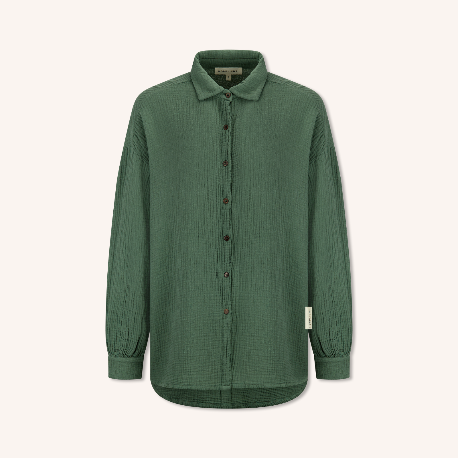 NORDLICHT Falla Oversize Musselin Bluse Grün Bio-Baumwolle