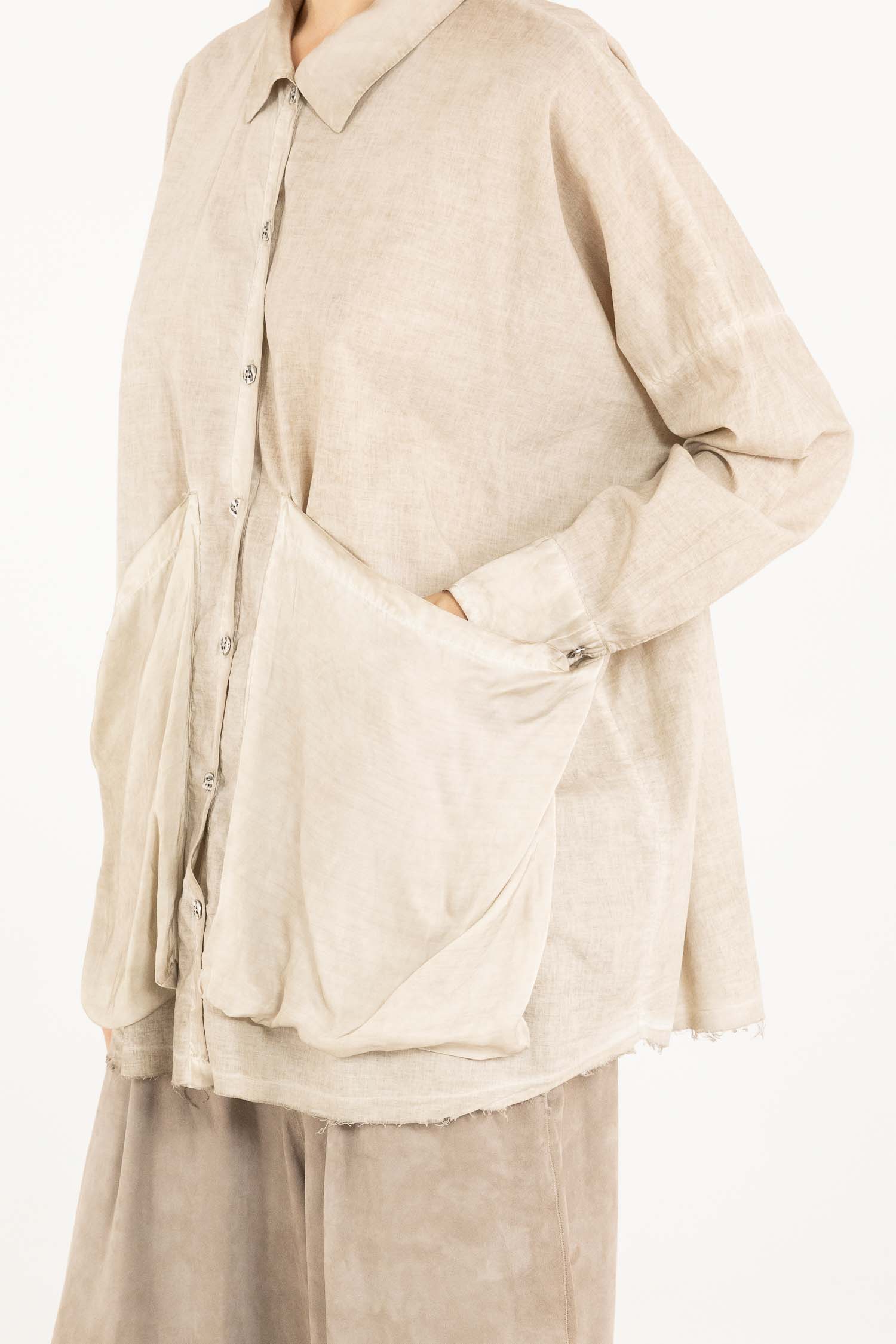 Sanctamuerte Over Boxy Bluse Musselin Taschen