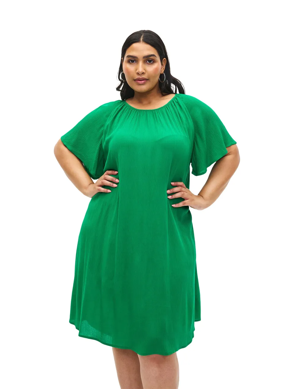 Zizzi Kleid Viskose Rundhals Kurzarm Schwarz 50-52