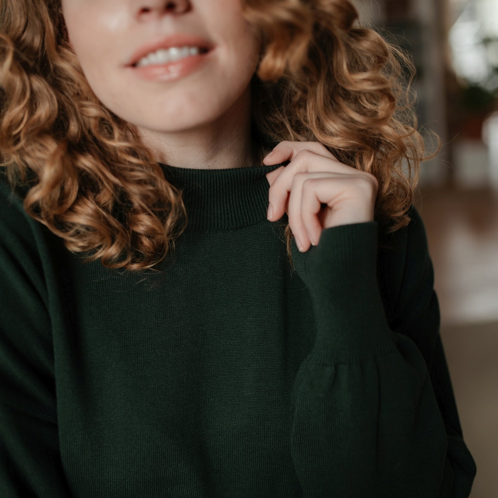 NORDLICHT Tarja Feinstrick Pullover Bio-Baumwolle Grün M