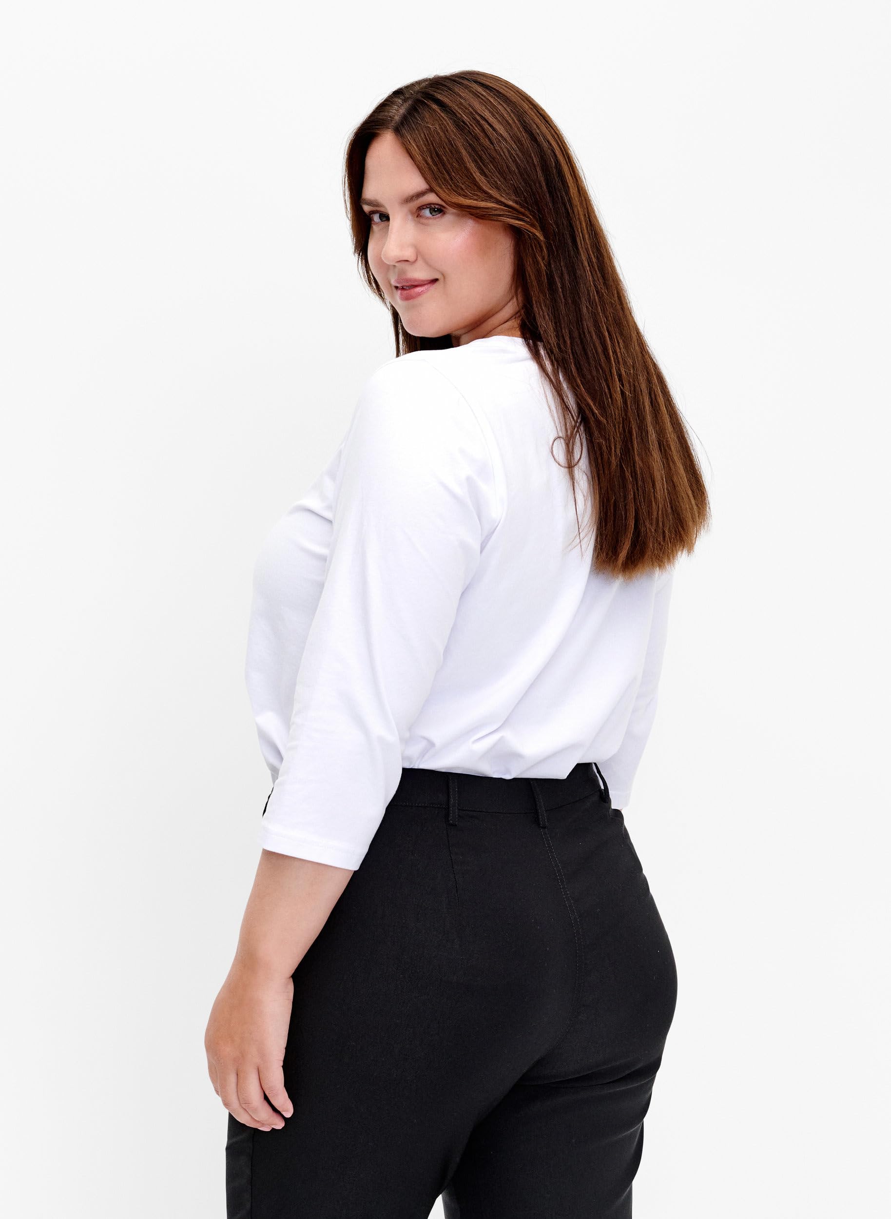 Zizzi Basic T-Shirt 3/4-Arm Große Größen Schwarz