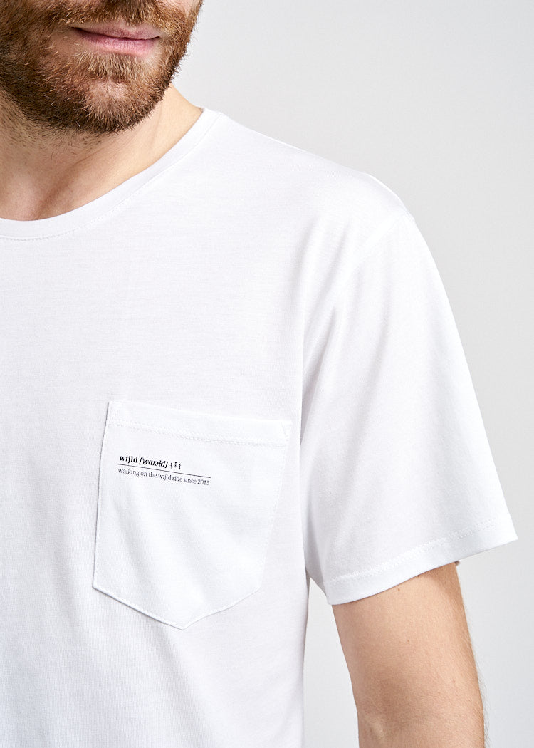 Wijld Alex Pocket Bright Herren T-Shirt weiß Tasche