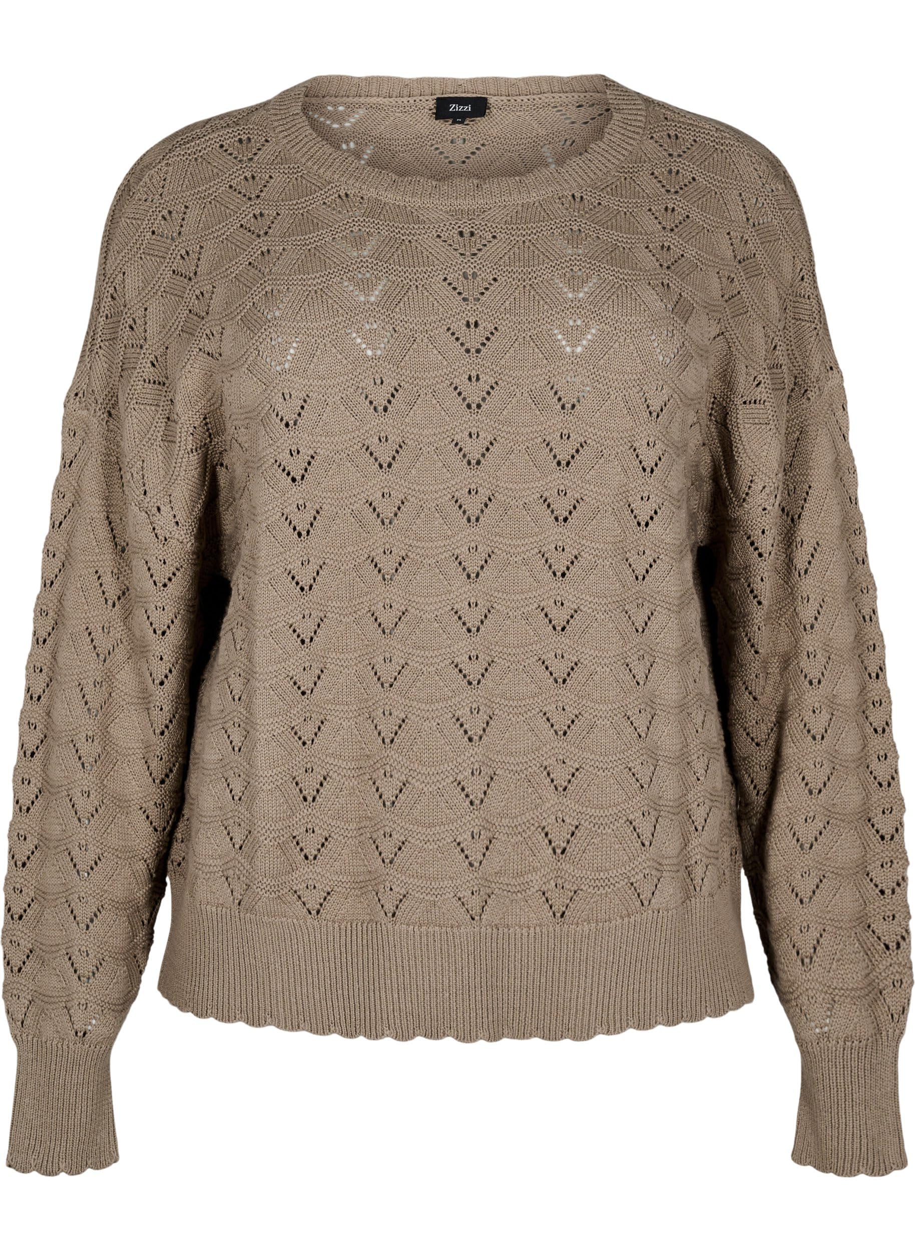 Zizzi Strickbluse Baumwollmix Desert Taupe Gr.50-52