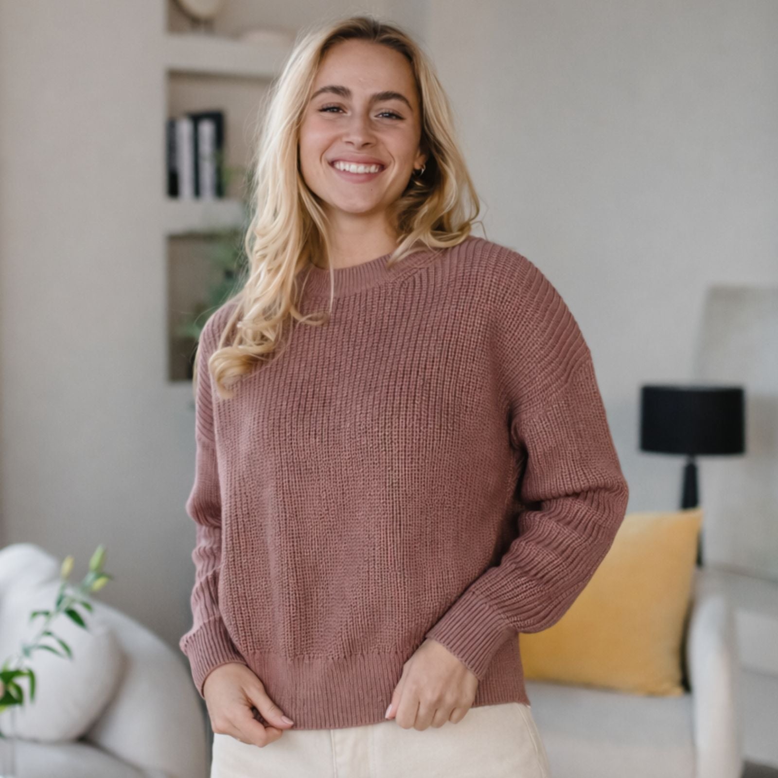 Nordlicht Mara Grobstrick Pullover Altrosa Bio-Baumwolle