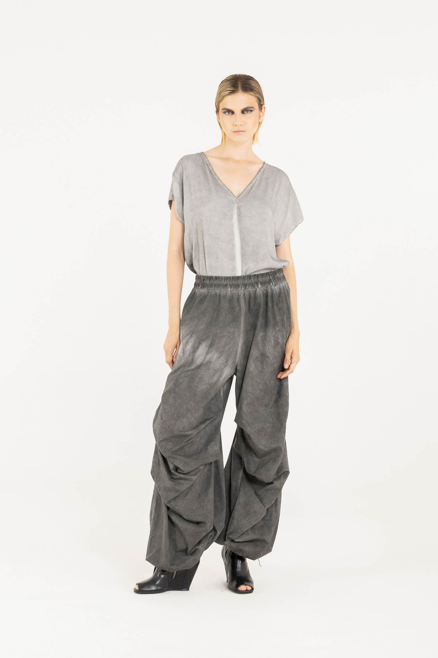 Sanctamuerte Pantaloni Pantalone Ampio Hose Baumwollpopeline Weit