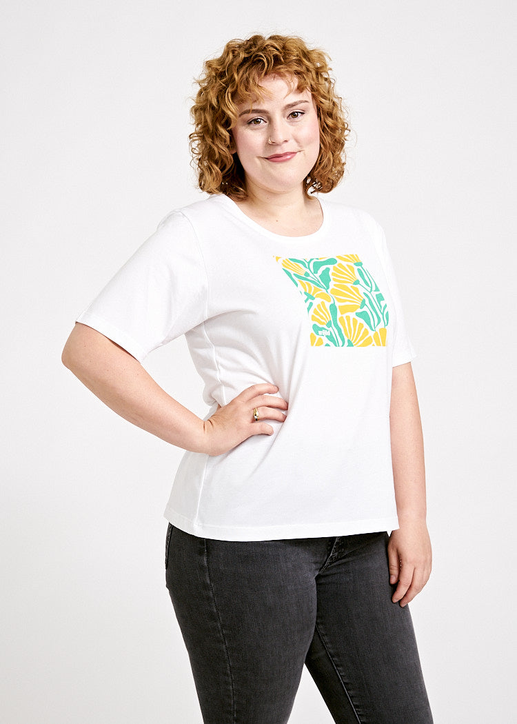 Wijld Tilda Abstract Floral T-Shirt Damen Longer Lyocell