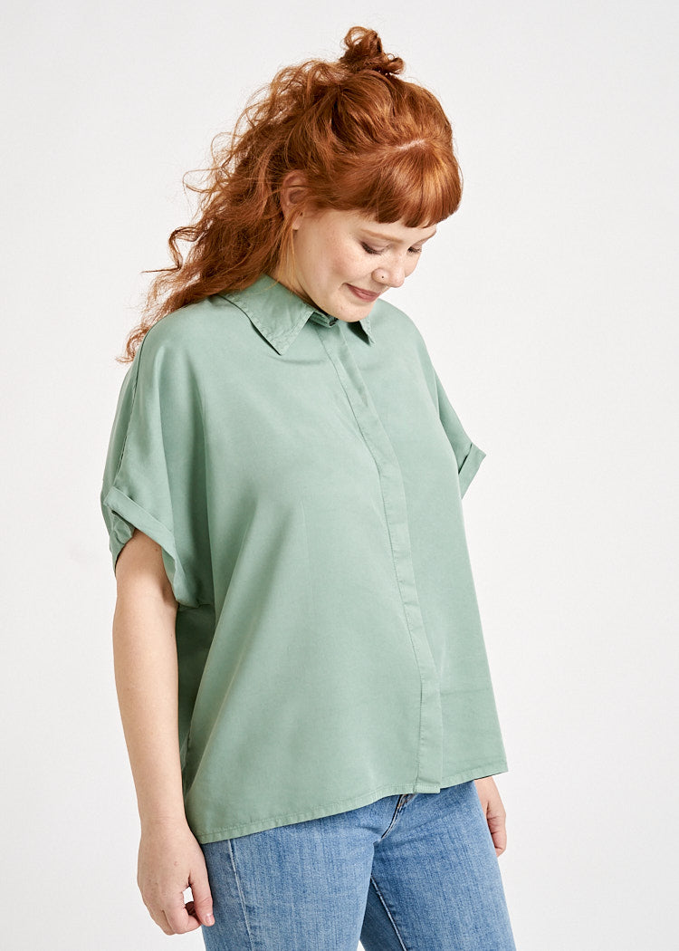 Wijld Twill Bluse Green Bay Damenbluse grün 100% Lyocell