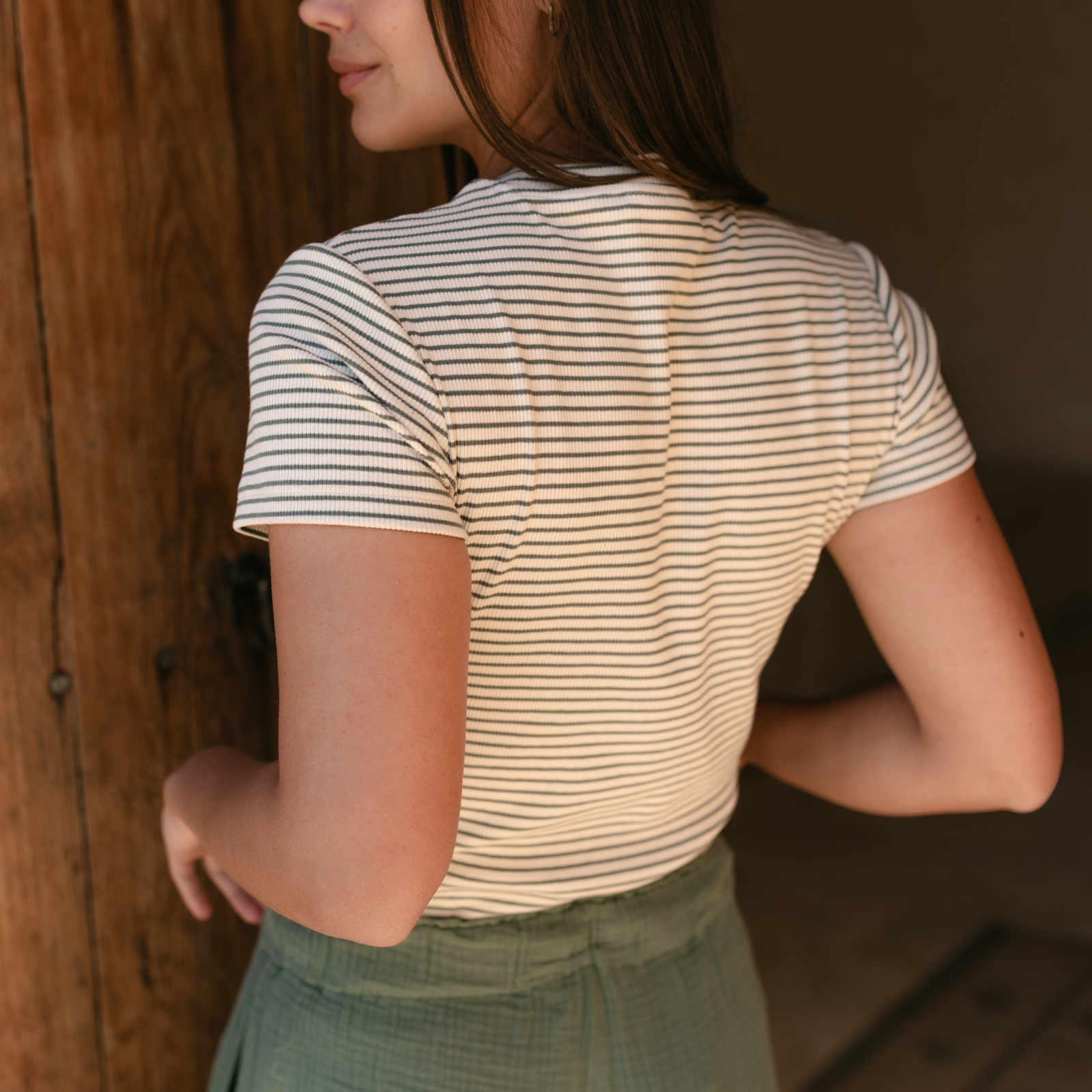 Nordlicht Elvie Ripp T-Shirt grün gestreift