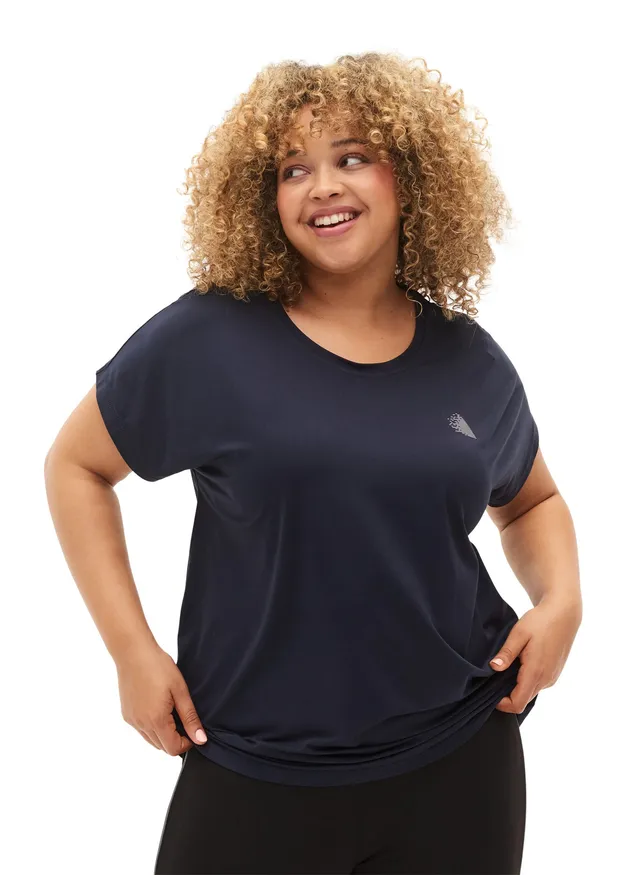 Zizzi Active T-Shirt Kurzarm Schwarz Große Größen