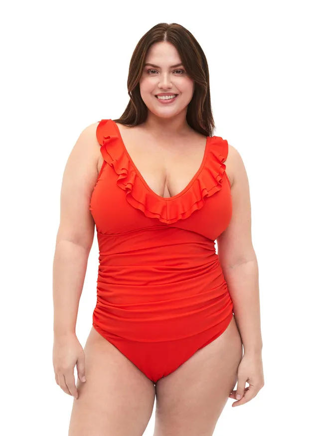 Zizzi Swim Badeanzug Rüschen Grenadine 48 große Größen