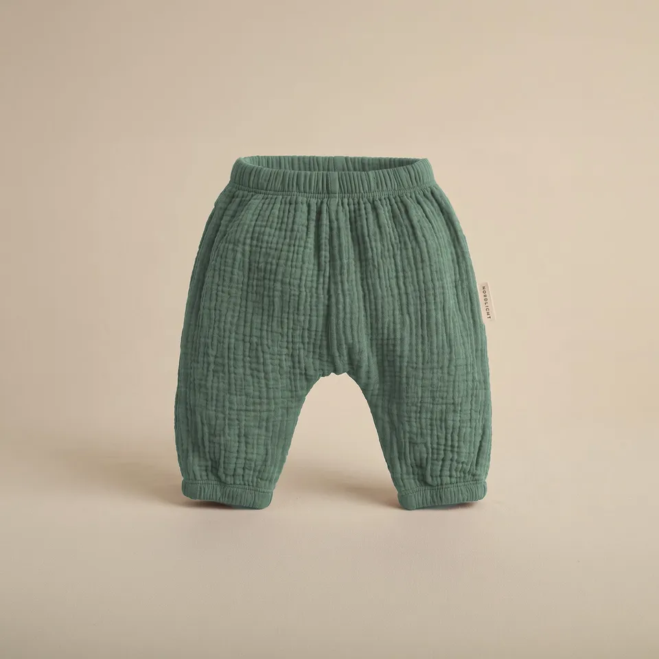 NORDLICHT Leja Kinder Musselin Hose Grün Bio-Baumwolle