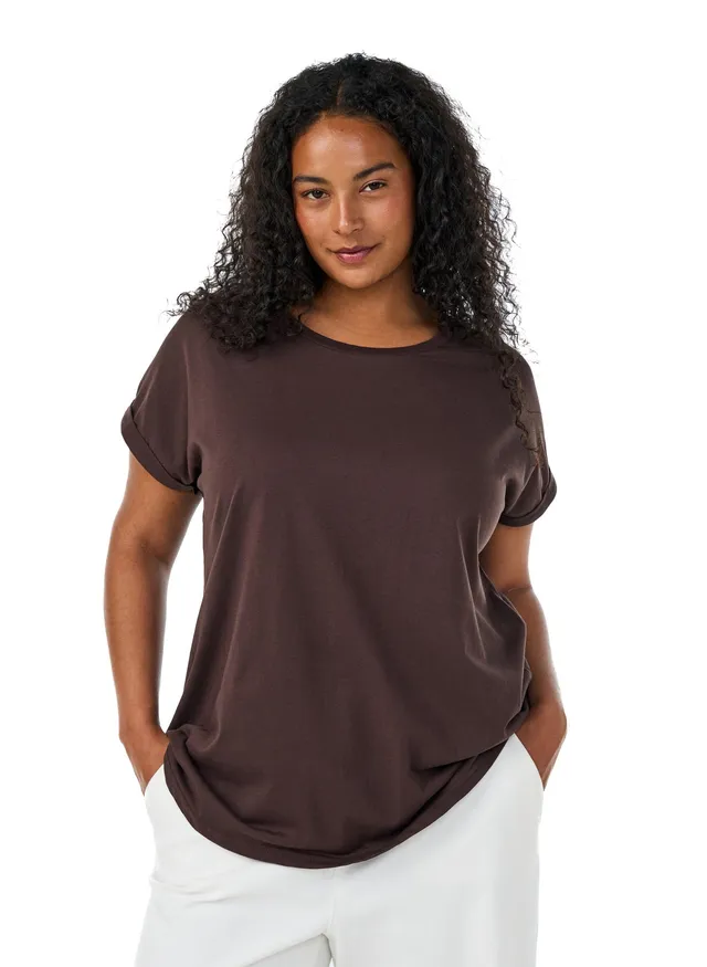 Zizzi T-Shirt Baumwollmix Rundhals Relaxed Fit Große Größen