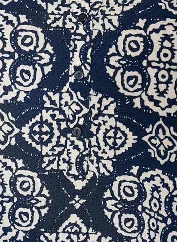 Zizzi Bluse Kurzarm V-Ausschnitt Navy Blazer Große Größen