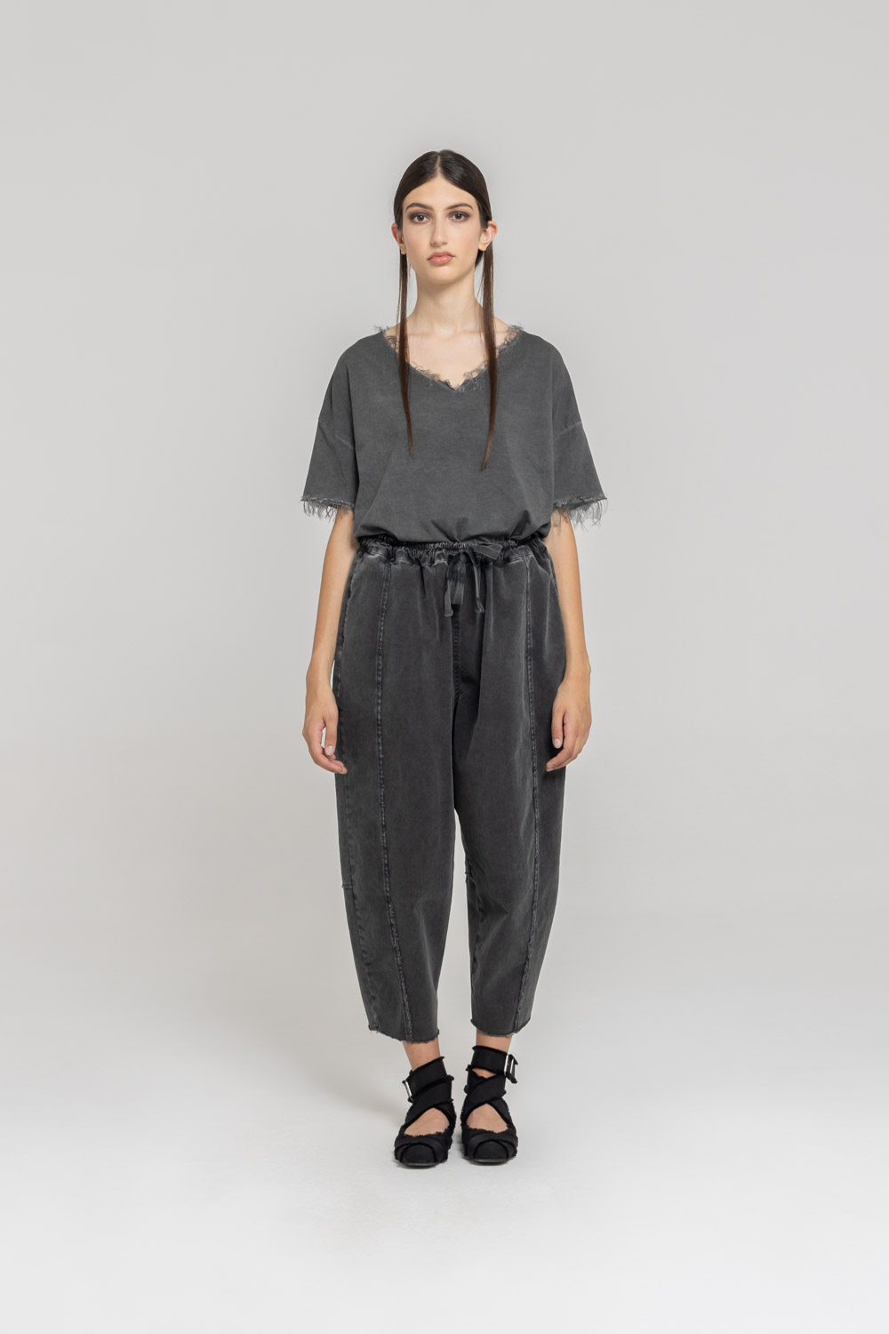 Sanctamuerte Pantaloni Semi Beggy Hose Baumwolle weit