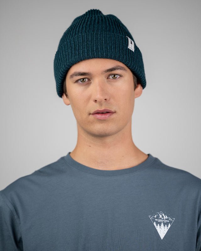 NIKIN Treeanie Ribbed Beanie Petrol Baumwolle Einheitsgröße