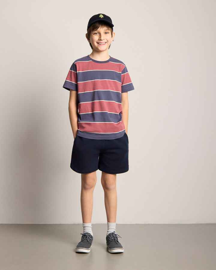 NIKIN TreeShirt Striped Kinder T-Shirt Dark Ink-Blush Bio 122/128