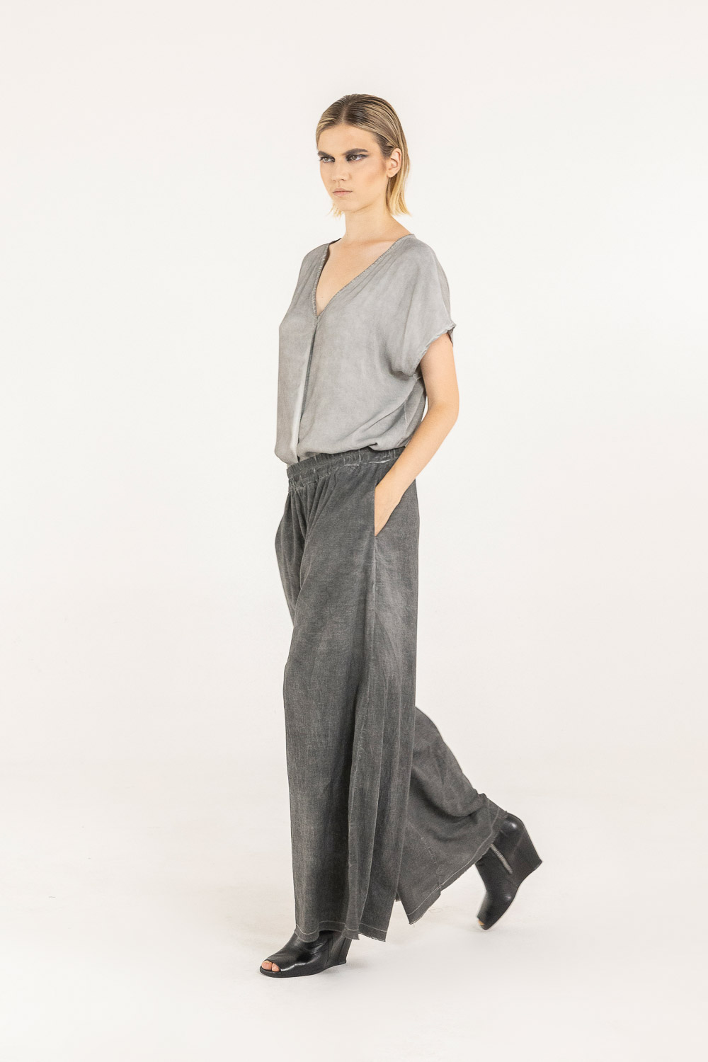 Sanctamuerte Pantaloni Palazzo Hose Baumwolle Seide